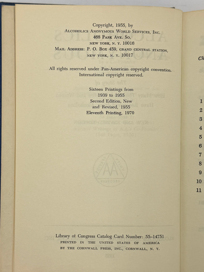 Alcoholics Anonymous Second Edition Big Book 11th Printing with ODJ