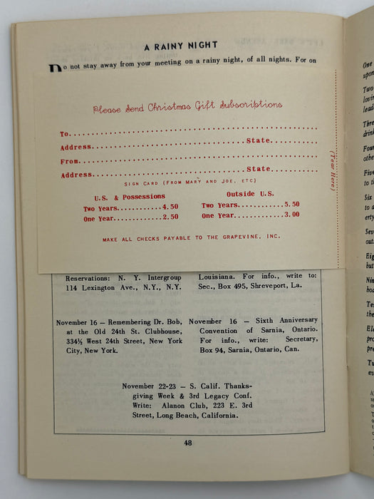 AA Grapevine from November 1952 - Tradition Seven