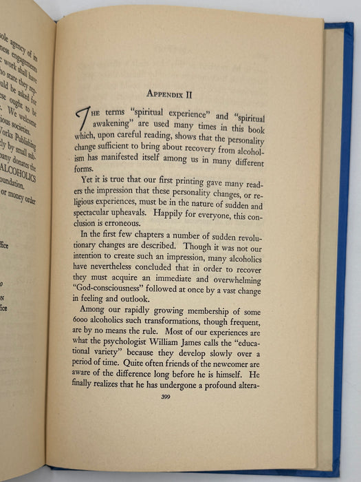 Alcoholics Anonymous — First Edition, Third Printing (June 1942) - Light Blue Cloth Variant With Original Dust Jacket