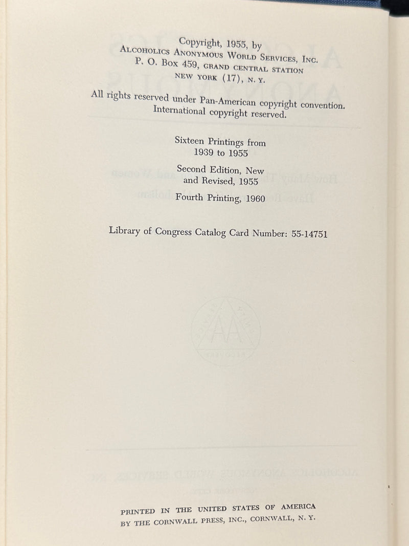 Alcoholics Anonymous — Second Edition, Fourth Printing (1960)