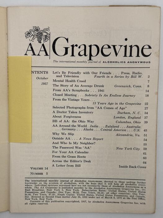 AA Grapevine - AA Comes of Age - October 1957