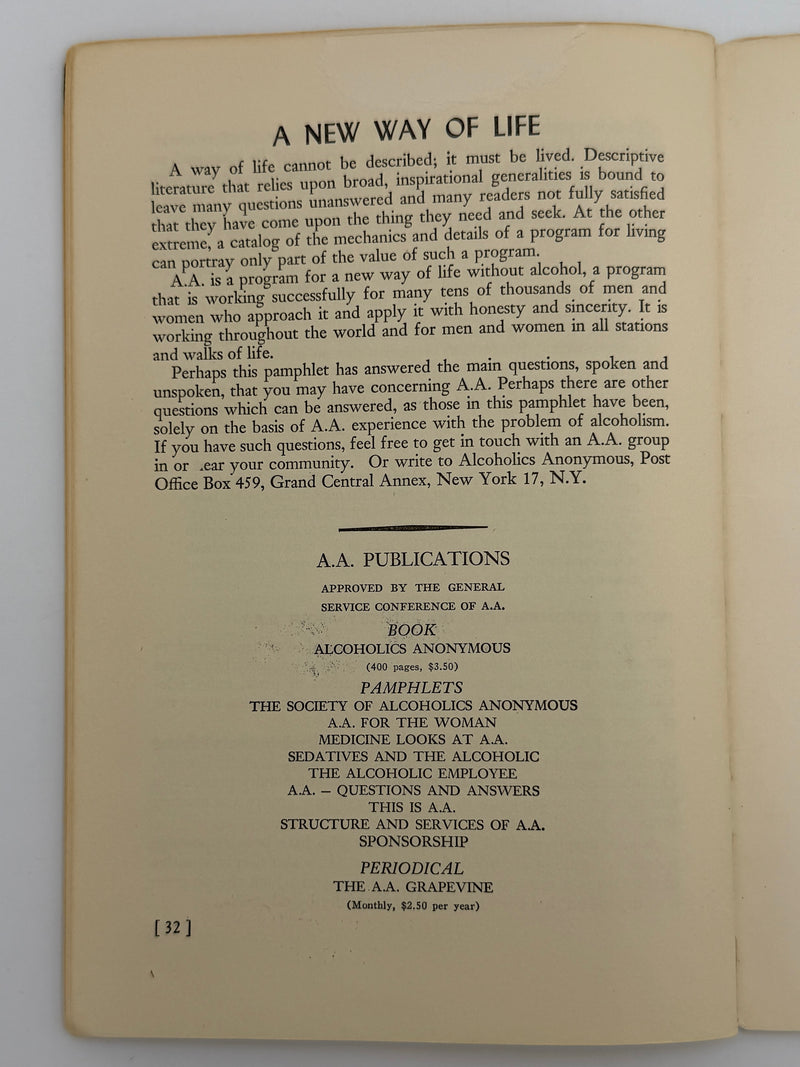 A.A. - 44 Questions and Answers About the Program of Recovery From Alcoholism - 1953 Pamphlet