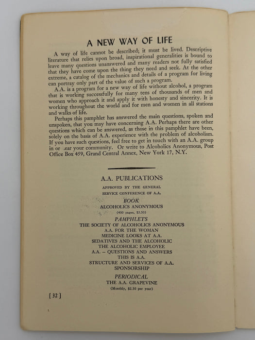 A.A. - 44 Questions and Answers About the Program of Recovery From Alcoholism - 1953 Pamphlet