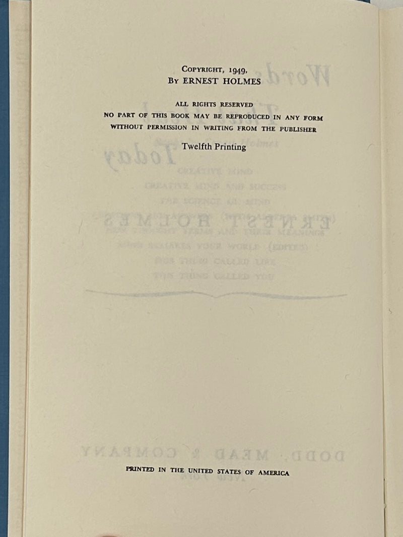 Words That Heal Today by Ernest Holmes 12th Printing