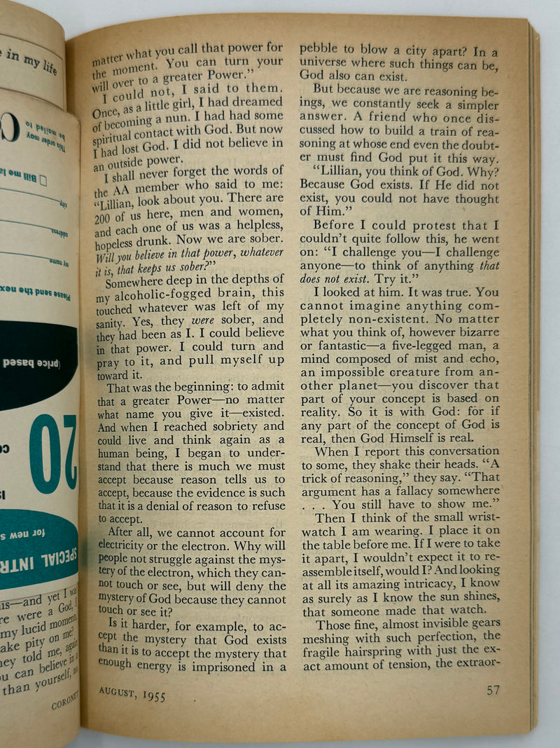 Coronet August 1955 - I Can Prove There Is A God by Lillian Roth