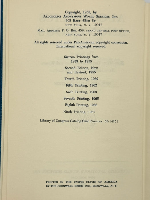 Alcoholics Anonymous Second Edition 9th Printing with ODJ