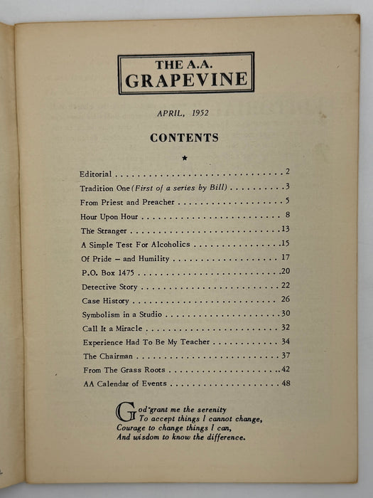 AA Grapevine - Tradition One by Bill - April 1952