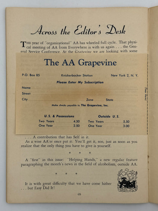AA Grapevine from April 1956 - Serenity Prayer