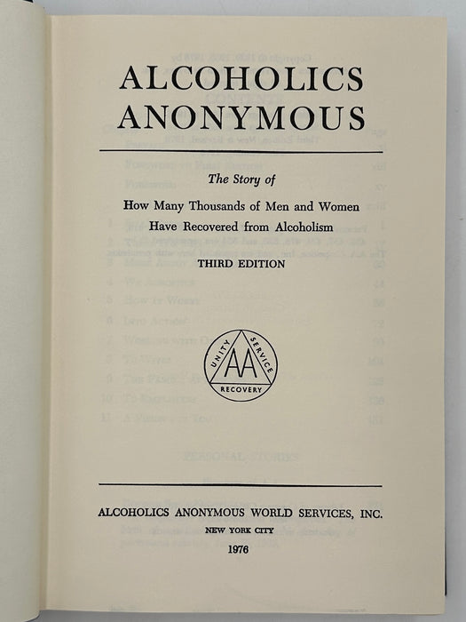 Alcoholics Anonymous Third Edition First Printing from 1976 with ODJ