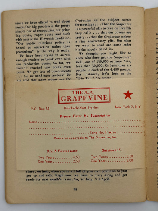 AA Grapevine from March 1952