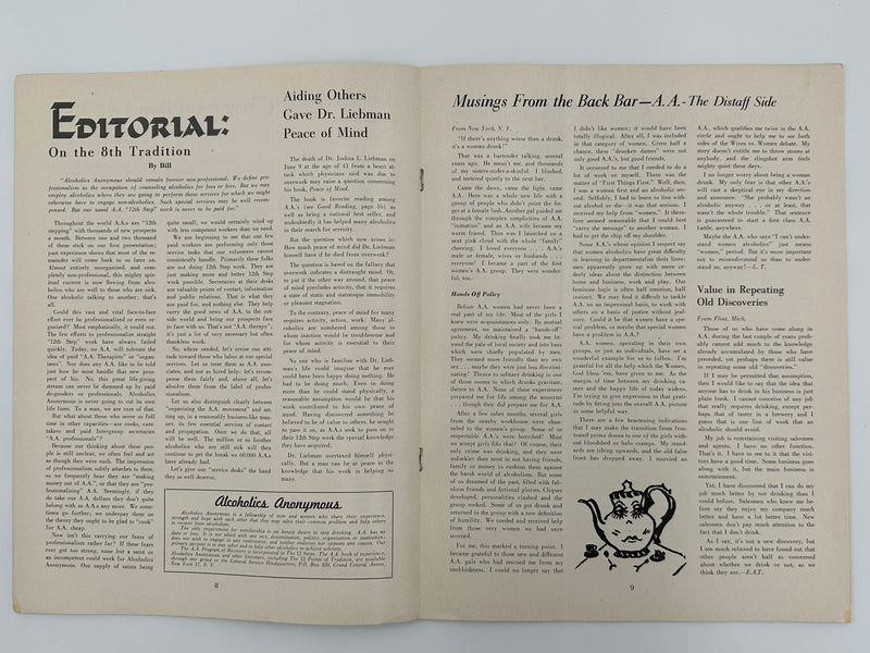 The A.A. GRAPEVINE from July 1948 Recovery Collectibles