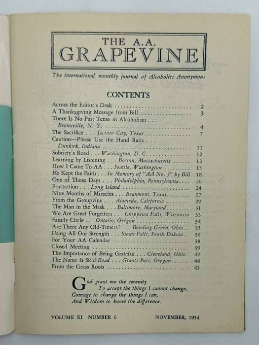 AA Grapevine from November 1954
