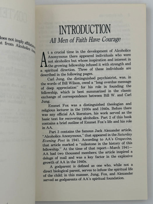 AA's Godparents: Three Early Influences on Alcoholics Anonymous and Its Foundation, Carl Jung, Emmet Fox, Jack Alexander by Igor I. Sikorsky, Jr. from 1990