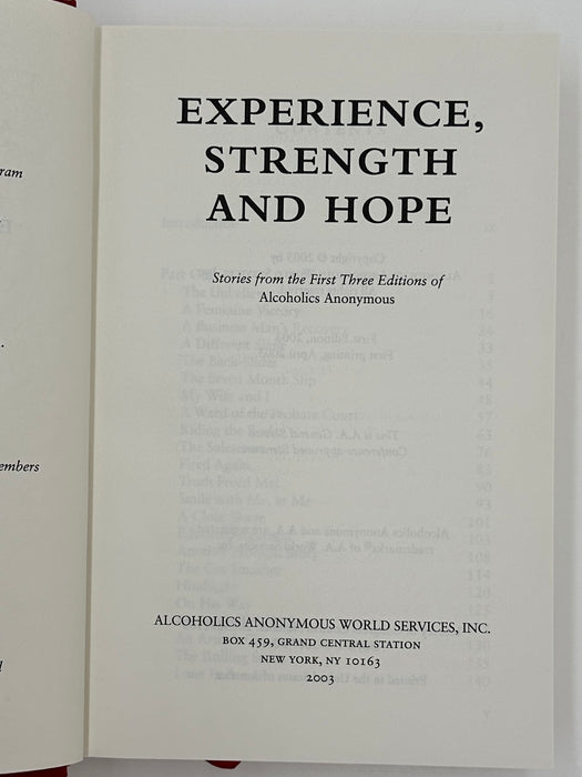 Experience, Strength, & Hope: Stories from the first three editions of Alcoholics Anonymous - First Printing