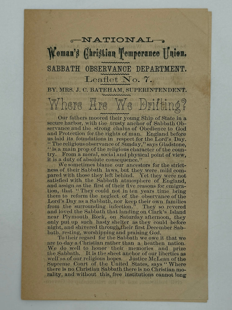 National Woman’s Christian Temperance Union - Leaflet No. 7