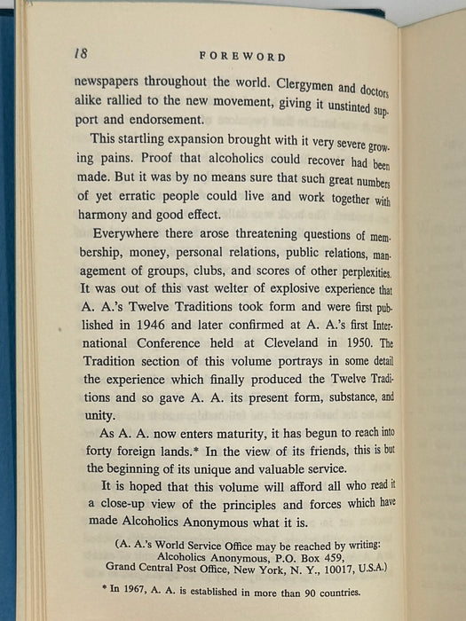 Twelve Steps and Twelve Traditions - 2nd Small Hardback Printing - 1967