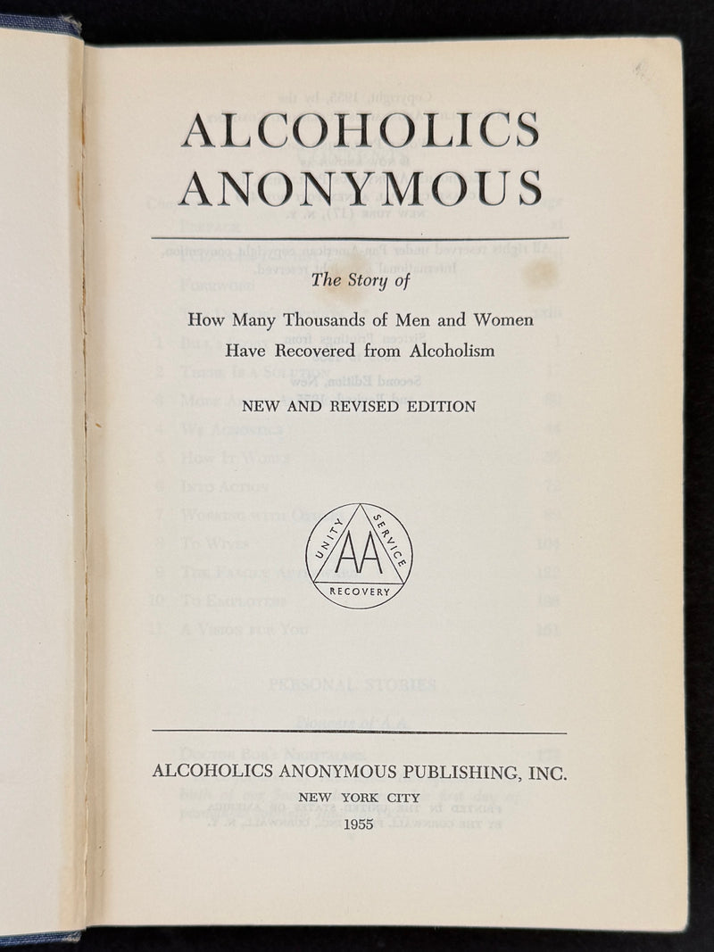 Alcoholics Anonymous Second Edition — First Printing (1955) | Reproduction Dust Jacket
