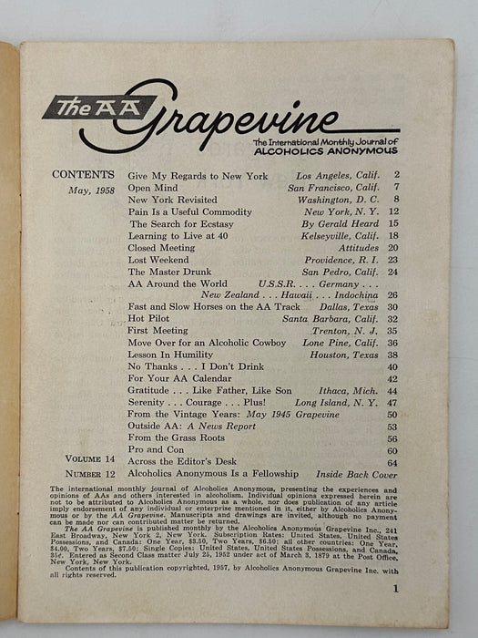 AA Grapevine from May 1958