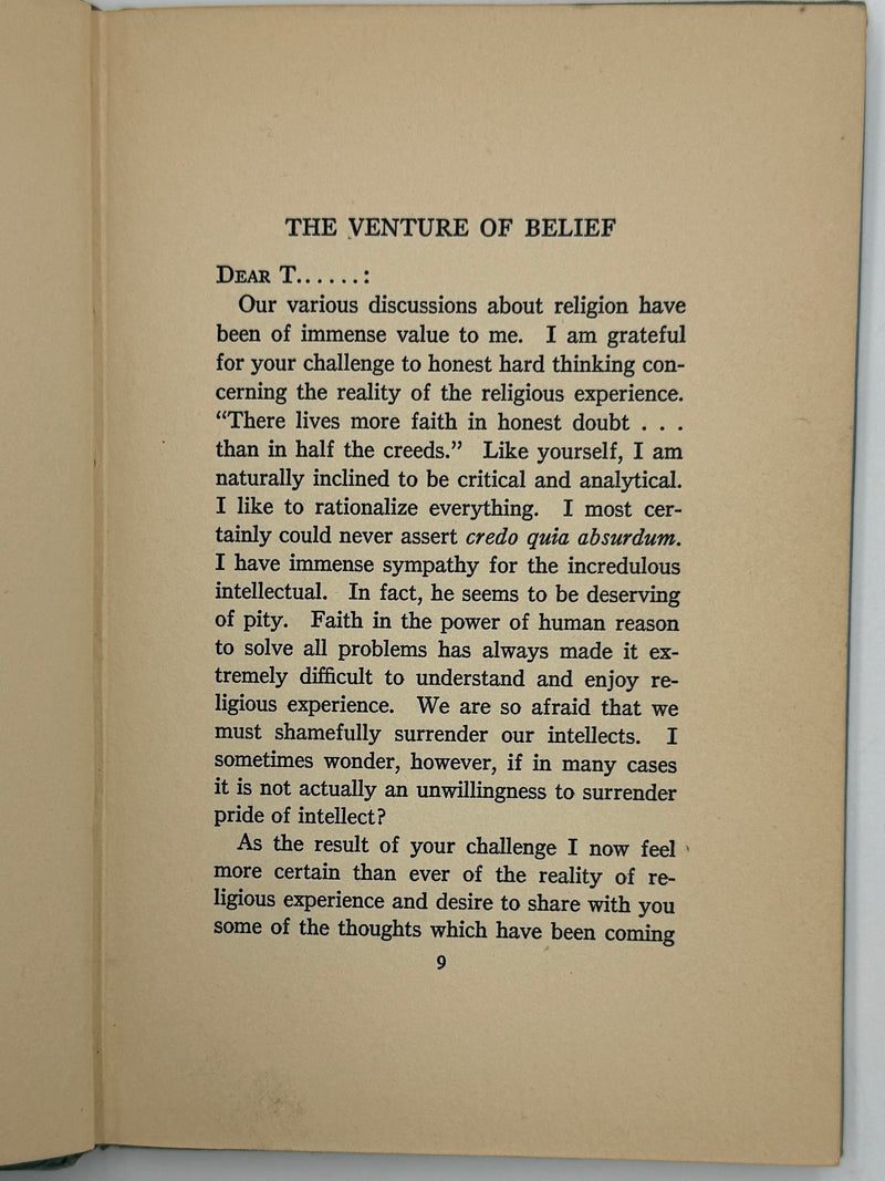 The Venture of Belief by Philip Marshall Brown — Second Edition