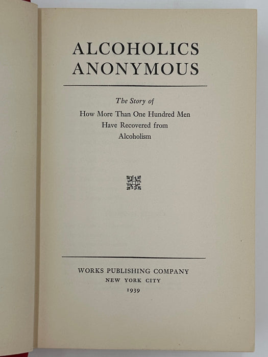 Alcoholics Anonymous First Edition First Printing from 1939 with the Original Dust Jacket Recovery Collectibles