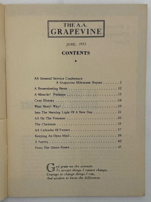 AA Grapevine - General Service Conference - June 1952