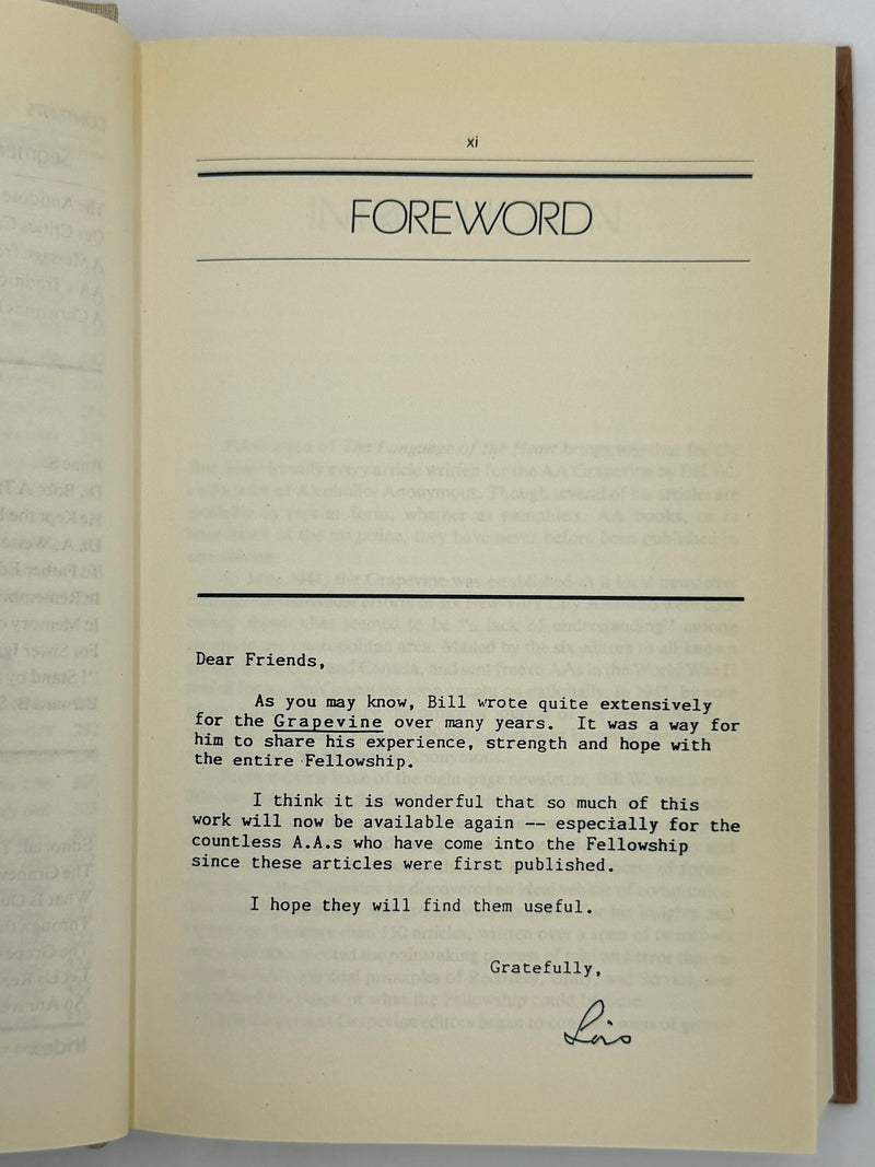 The Language of the Heart: Bill W.’s Grapevine Writings - 3rd Printing 1990 - ODJ