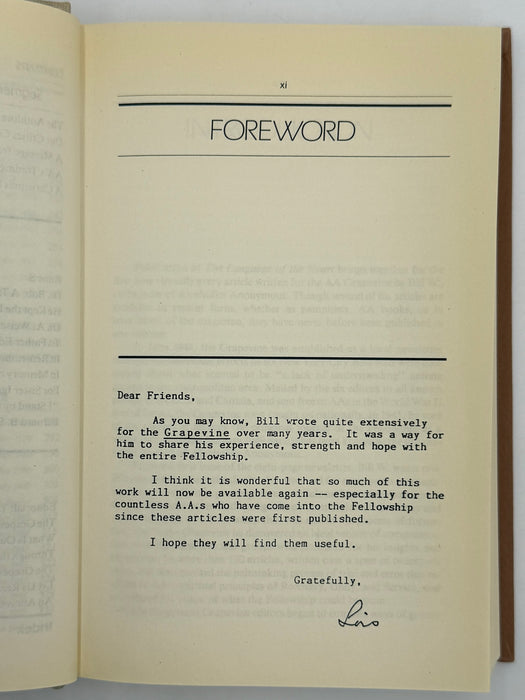 The Language of the Heart: Bill W.’s Grapevine Writings - 3rd Printing 1990 - ODJ