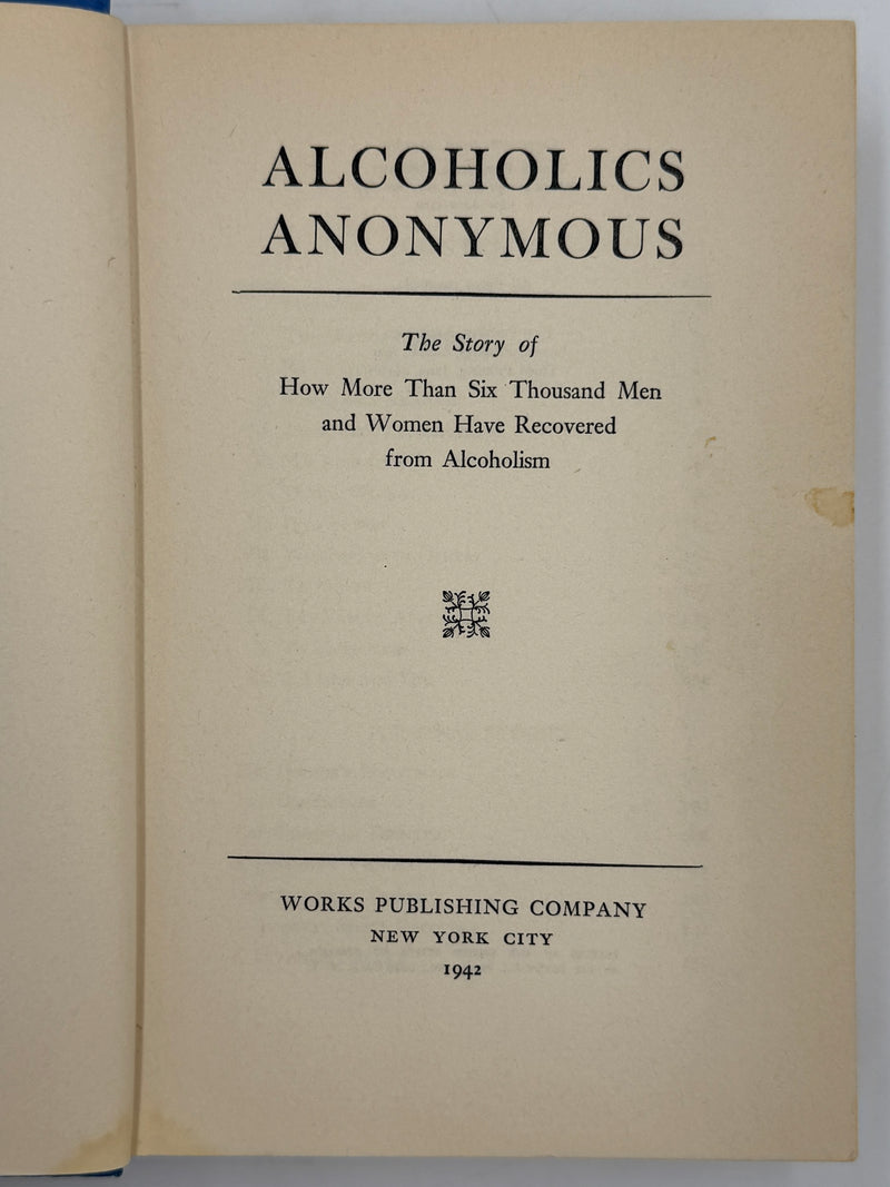 Alcoholics Anonymous First Edition Light Blue 3rd Printing from 1942 - RDJ