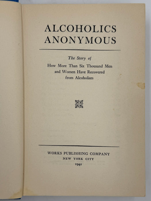Alcoholics Anonymous First Edition Light Blue 3rd Printing from 1942 - RDJ