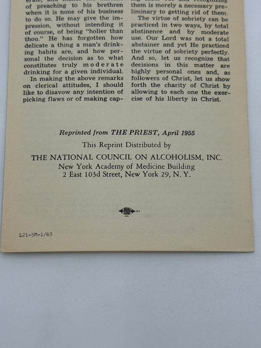 Clerical Attitudes On Alcohol —most of them wrong by John C. Ford, S.J.