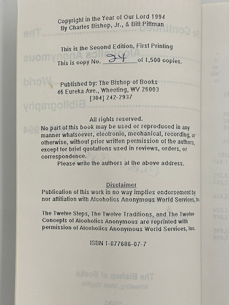 To Be Continued... The Alcoholics Anonymous World Bibliography 1935-1994
