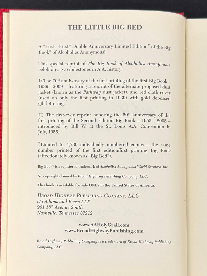 The Little Big Red - Alcoholics Anonymous Double Anniversary Limited Edition