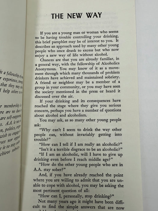 Young People and A.A. - AA Pamphlet - Sixth Printing from 1959