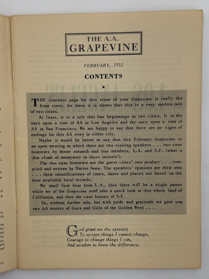 AA Grapevine from February 1952 - California Early History Recovery Collectibles
