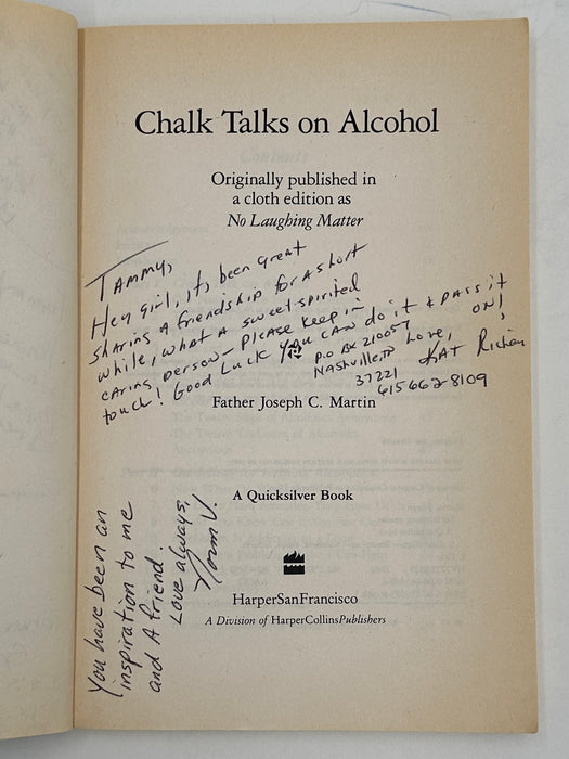 SIGNED by. Father Joseph C. Martin - Chalk Talks on Alcohol Recovery Collectibles