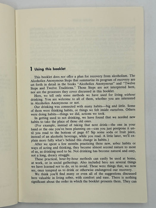 Living Sober - First Printing from 1975