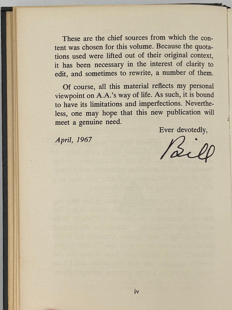 Signed by Bill W. - The AA Way of Life - Second Printing 1967 - ODJ