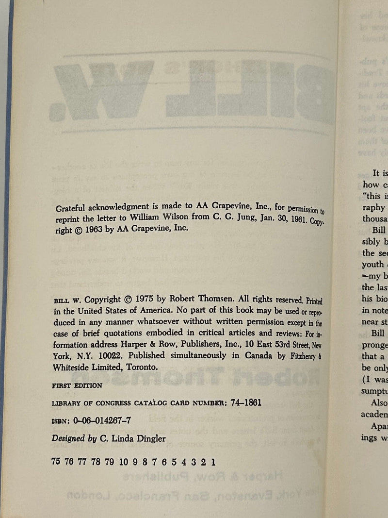 Uncorrected Proof of Bill W. by Robert Thomsen - from 1975 (Copy) Recovery Collectibles