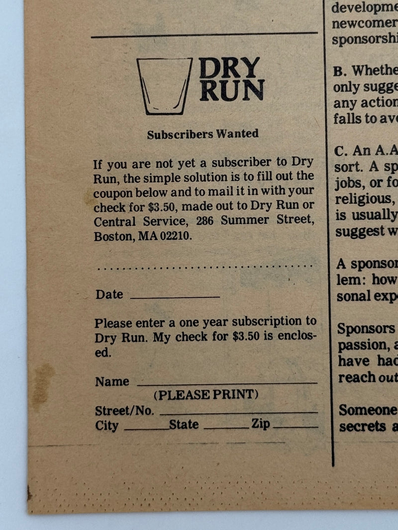 Dry Run Newsletter – June 1983 (Boston Central Service)