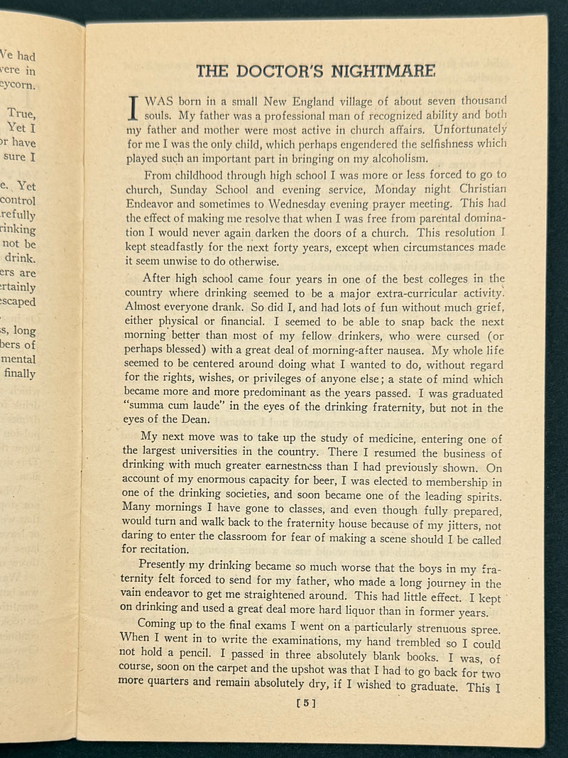 Alcoholics Anonymous Rare 1943 Promo Pamphlet Alcoholic Foundation
