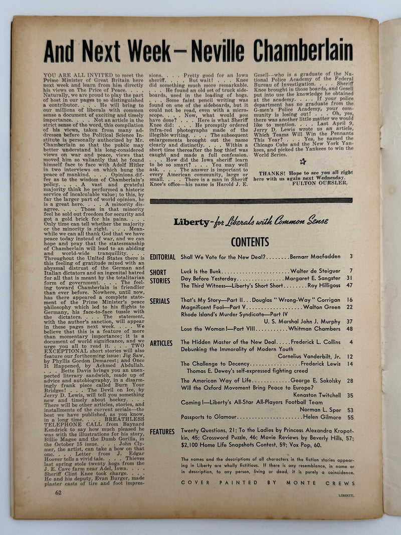 Liberty Magazine from November 1938 - Will the Movement Bring Peace to Europe