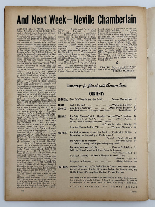 Liberty Magazine from November 1938 - Will the Movement Bring Peace to Europe