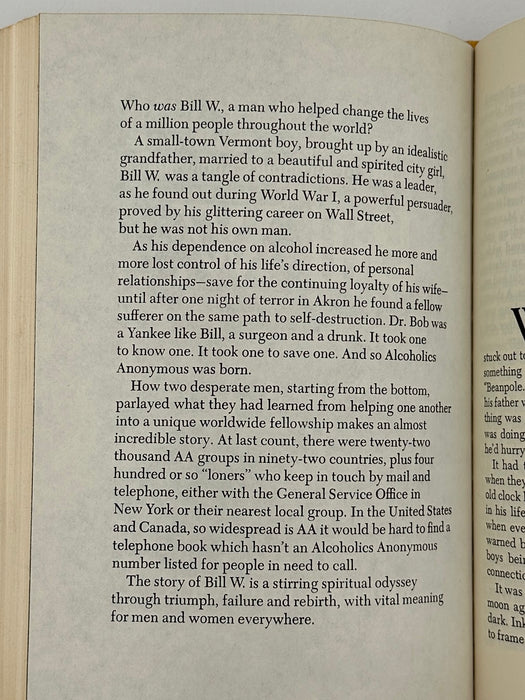 Reader's Digest Condensed Books: BILL W. by Robert Thomsen - 1976