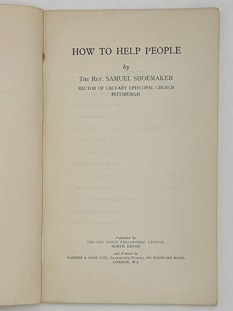 How to Help People by Samuel Shoemaker