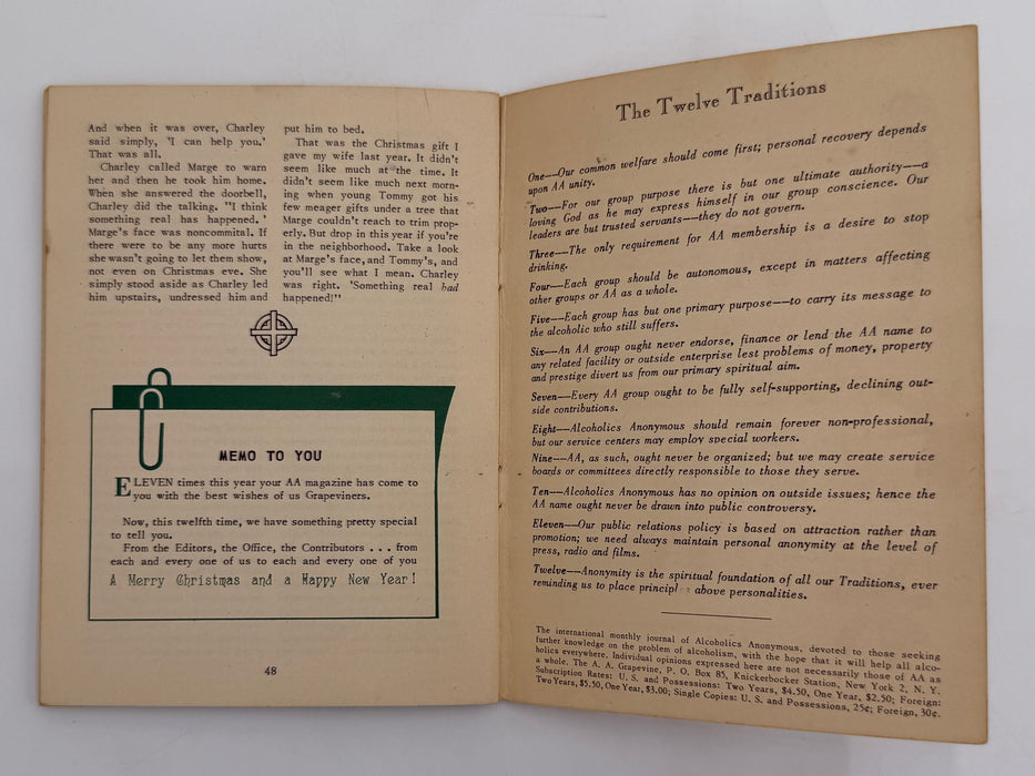 AA Grapevine from December 1951 - Lasker Award