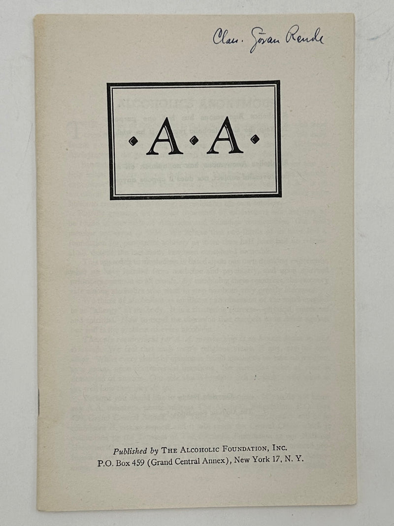 Alcoholics Anonymous Rare 1943 Promo Pamphlet Alcoholic Foundation