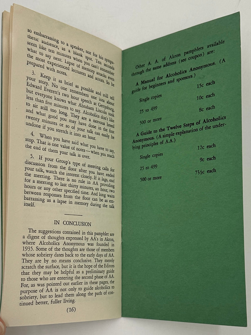 Second Reader for Alcoholics Anonymous Early Akron A.A. Pamphlet