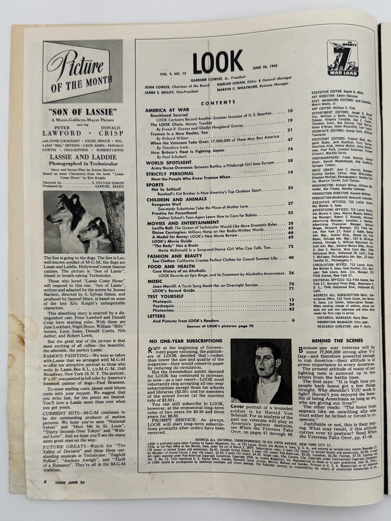 Look Magazine from June 1945 - Case History of an Alcoholic Recovery Collectibles