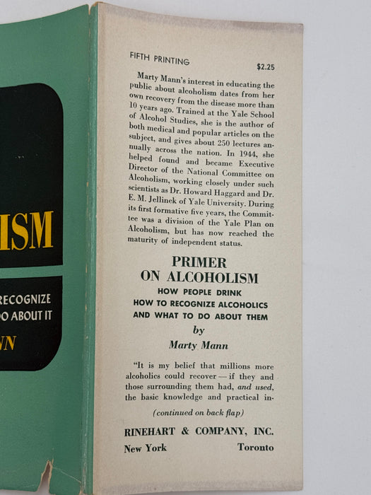 Primer On Alcoholism by Marty Mann - Fifth Printing - ODJ