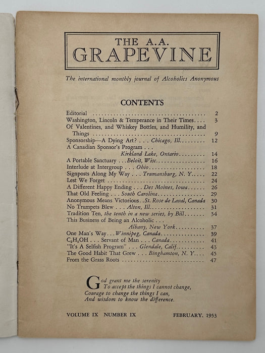 AA Grapevine from February 1953 - Clancy I. Article